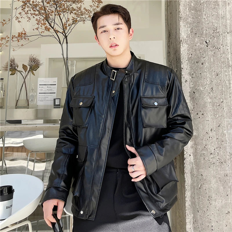 

Новая мужская кожаная куртка 2025 года: утепленная, модная, в корейском стиле, из хлопка, для молодежи, в стиле Vitali.