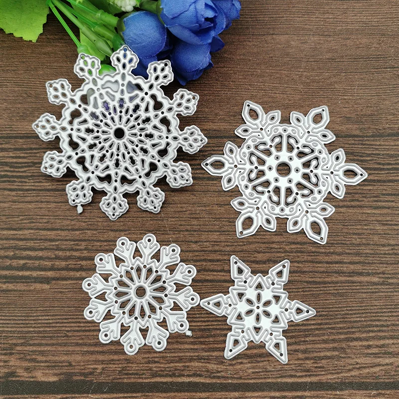 4 sztuk/zestaw christmas snowflake Metal wykrojniki szablony dla DIY Scrapbooking dekoracyjne wytłaczanie rzemieślnicze szablon sztancowanie