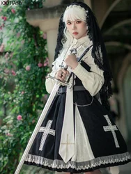 Halloween Retro Nun Cosplay Costumes Autumn Lace Lolita Dress Festival Party Fancy Dress Carnival Stage Performance Dress Up New