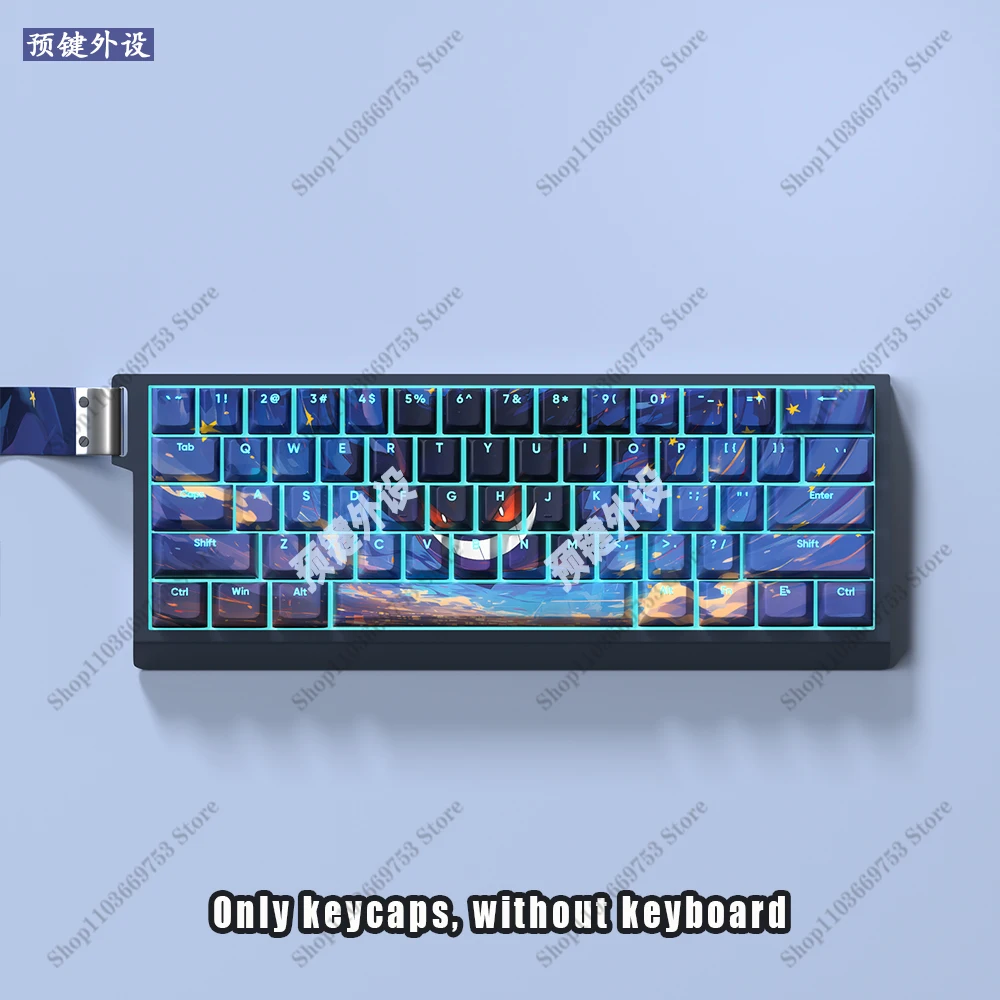 Pokemon Anime Starry Sky Gengar Keycap 135 Keys/Set for DIY Customized PBT Sublimation CHERRY Height Mechanical Keyboard Keycap