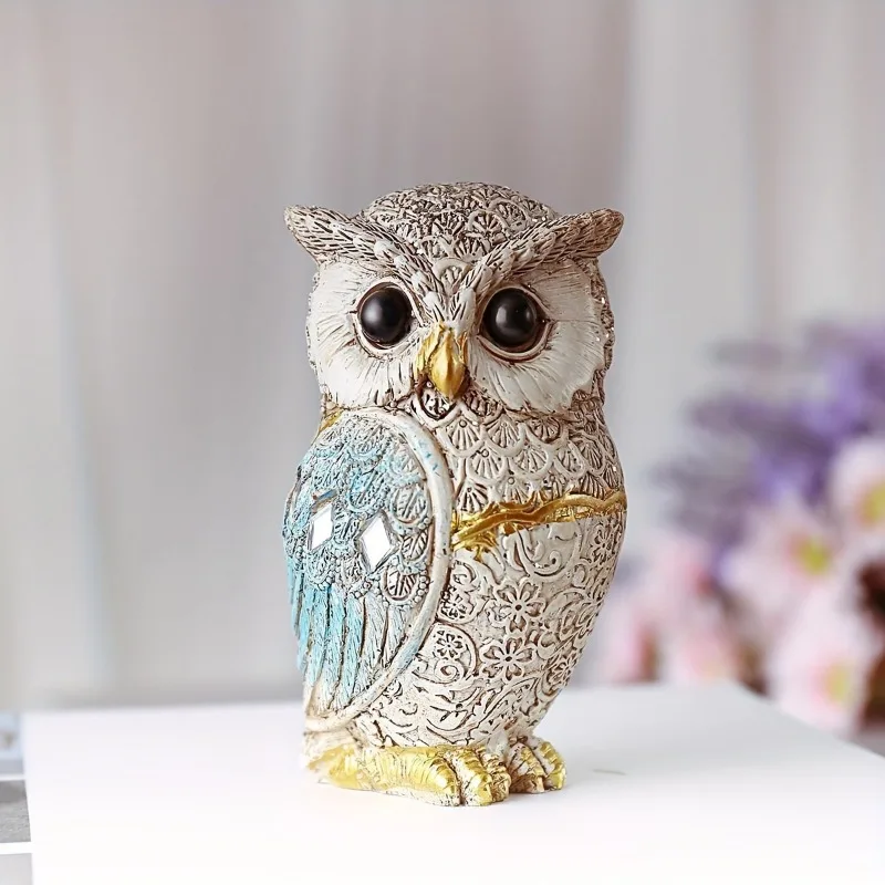 Creative Owl Statue Decoration Crafts Gift Cute Animal Modern Home Living Room Bedroom Office Bookshelf Desktop Decor Ornament view 4