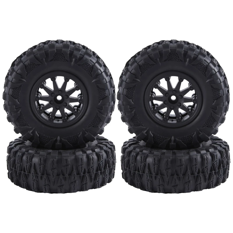 

4PCS 2.2 Inch Nylon Plastic Beadlock Wheel 4.72In/120Mm Tire With 12Mm Combiner Hex For 1/10 RC Rock Crawler Parts Black