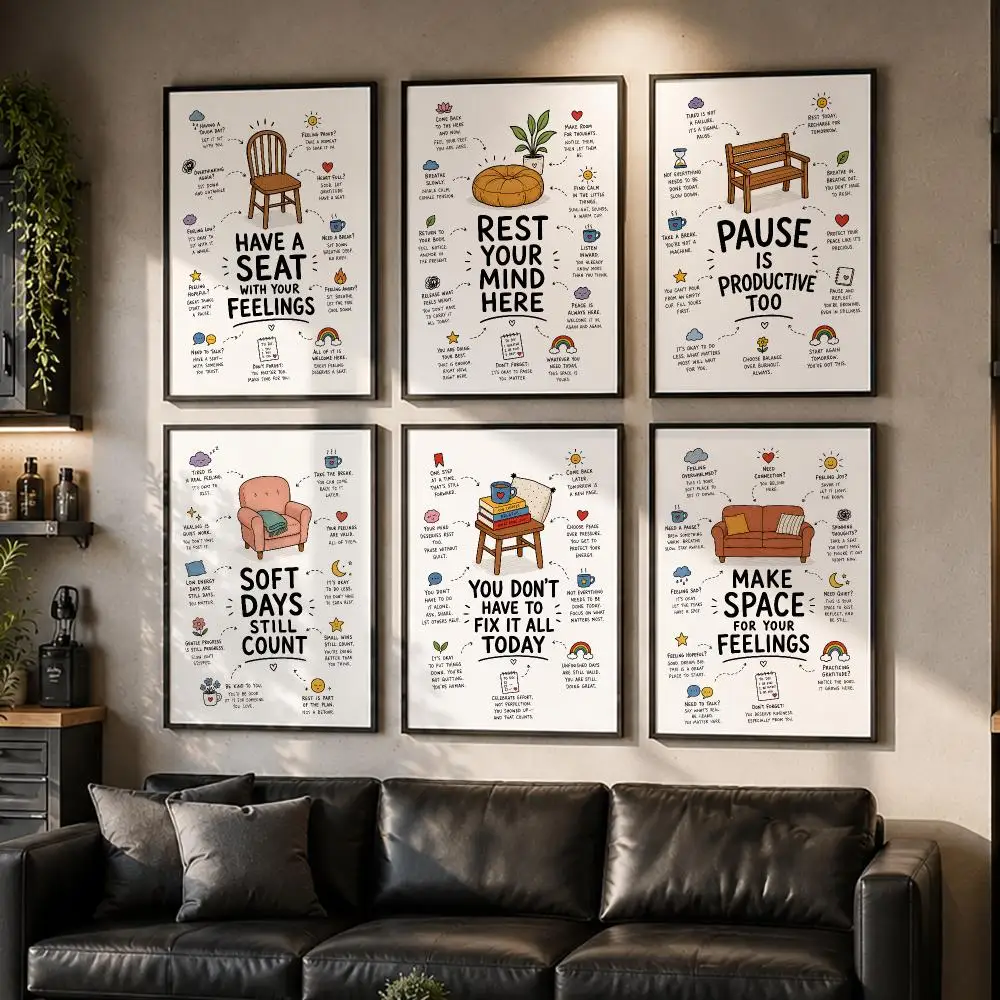 Feelings Guide Poster Wall Decor Self-Adhesive Aesthetic Modern Vibe Stylish Gift Friends Using Living Room Bedroom