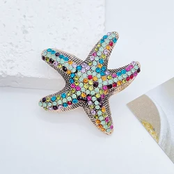 Sparkling Crystal Starfish Brooch Beach Vacation Ladies Luxury Dress Ornament Souvenir Gift