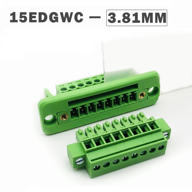 

1set 3.81mm Terminal Block Through-wall Welding-free Plug-in Type 2P/3P/4P/5P/6P/7P/8P/9P 3.81mm with Flange Fixed Panel