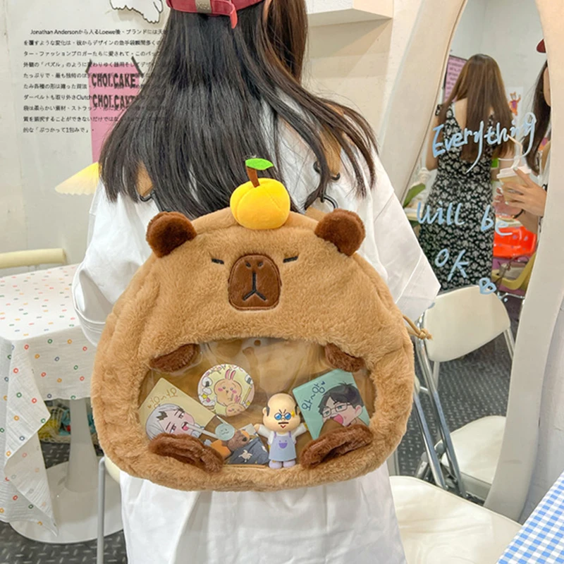 Capybara Backpack Adjustable Shoulder Strap Adorable Casual Bag Creative Plush Backpack For Travel Shopping