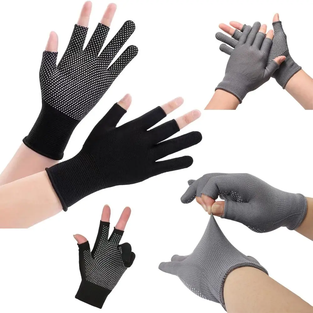 Sports/Biking Anti-Slip Fishing Gloves Thin Stretch Sunscreen Spring Summer Gloves Open Three Finger Cycling Gloves Men/Women