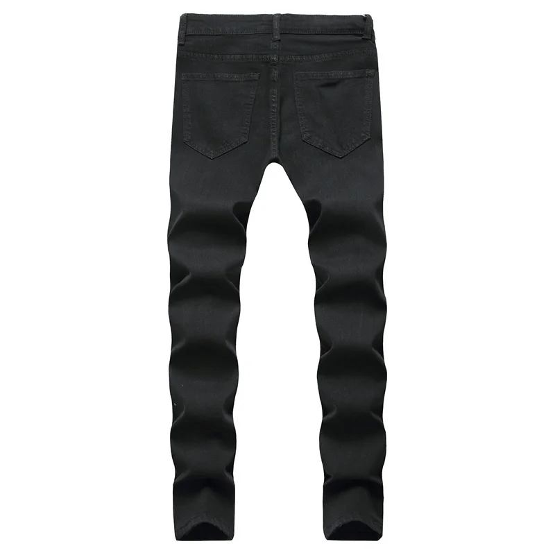 New Men Hip hop Style Ripped Skinny Jeans Men Stylish Slim Holes Pencil Denim Pants