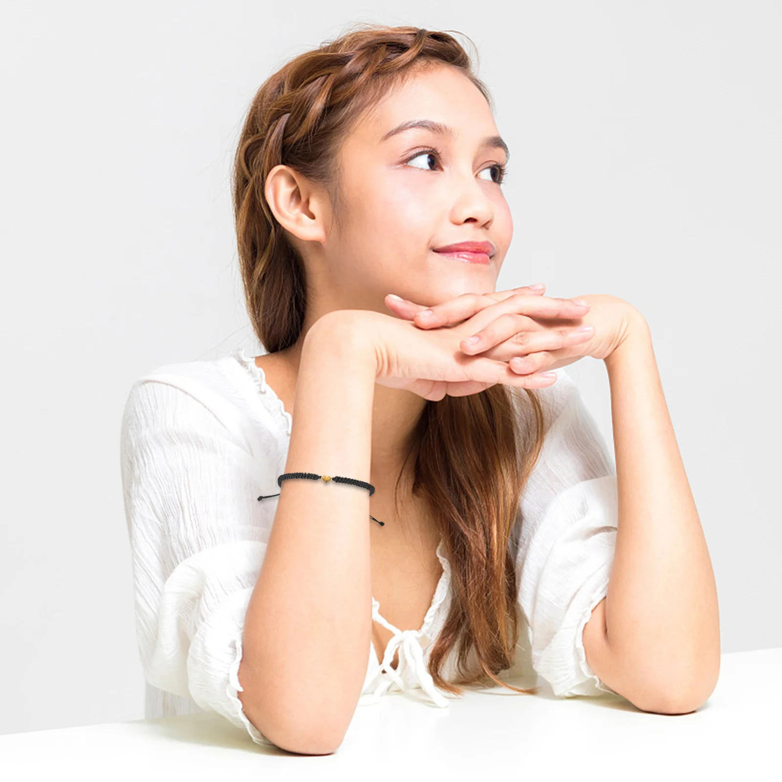 

2pcs Braided Bracelet Handwoven Wrap Parent Matching Heart Bracelet Adjustable String Woven Bracelets For Women Men Festival