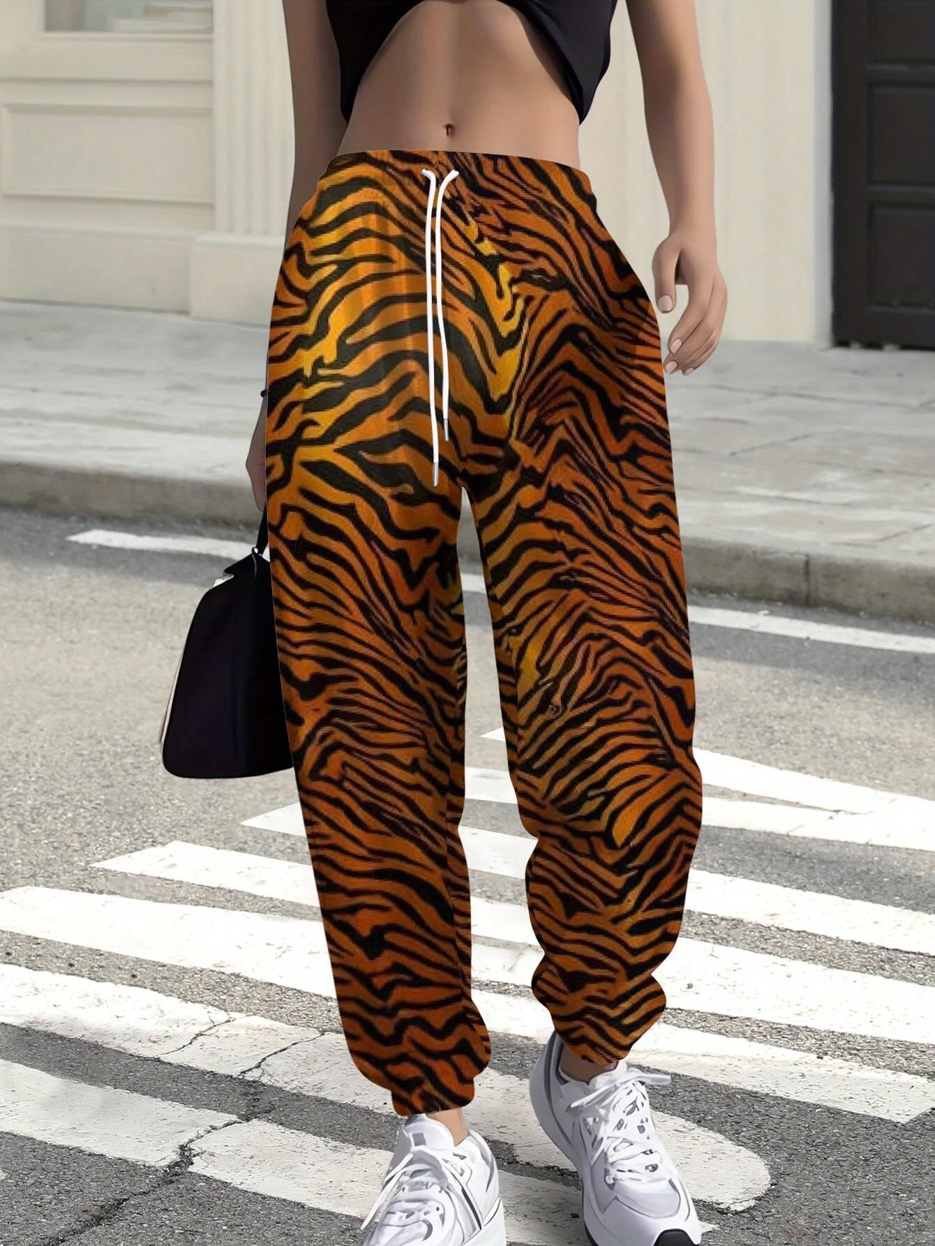 Bold Tiger Animal Print Jogger Pants Unisex 3D Animal Stripe Print Soft Loose Jogging Trousers for Daily Street Casual Wear