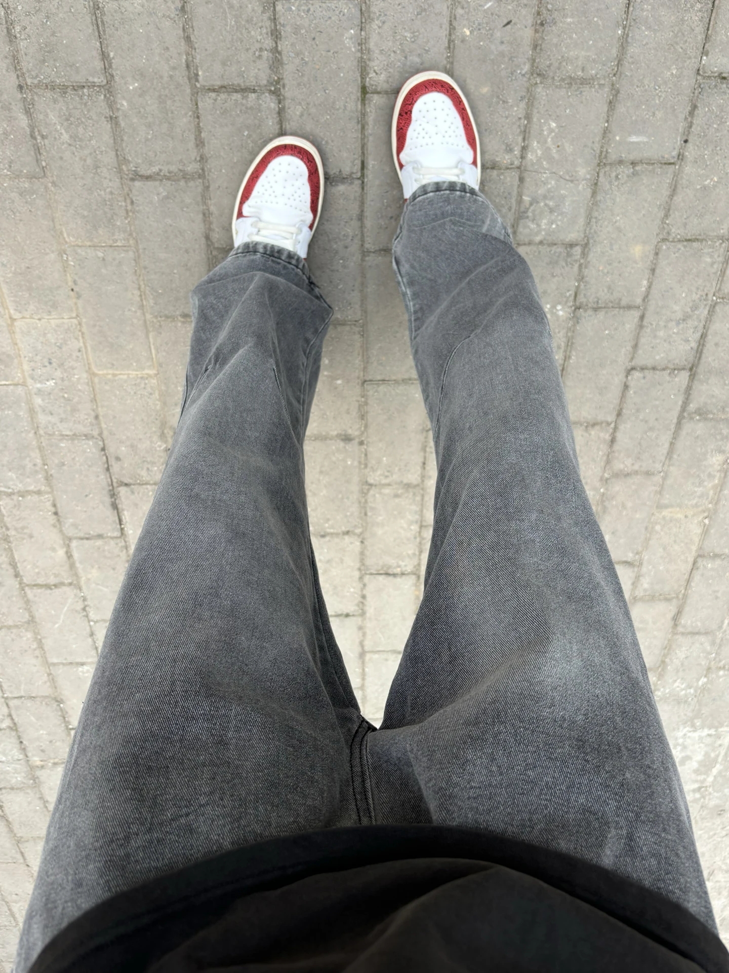 

Smoke Grey Deconstructed Split Micro Flare Jeans Men's American High Street Washed Knife Straight Leg Long Pants Cleanfit