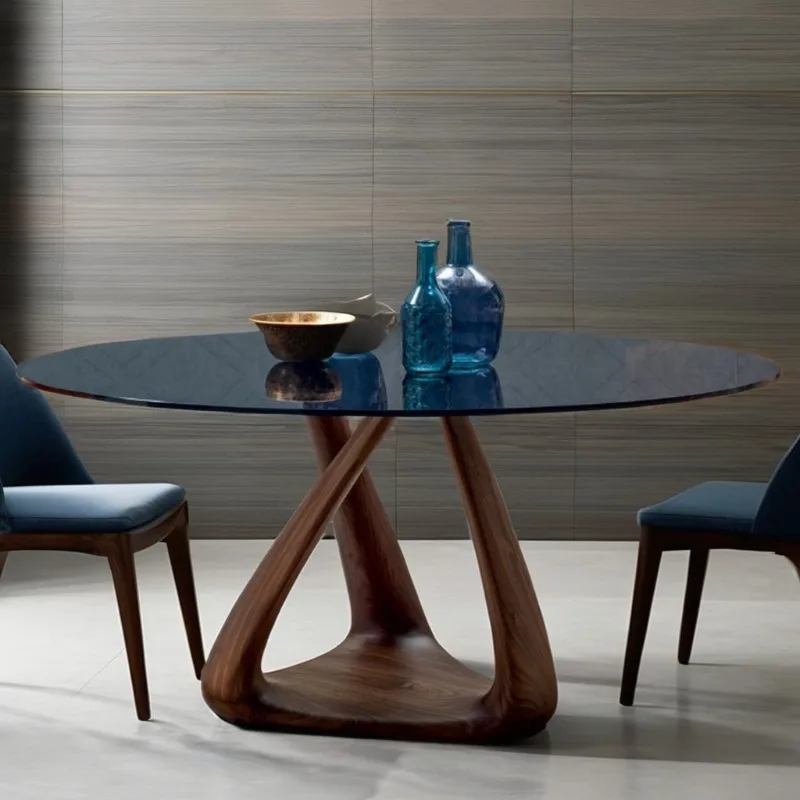 Modern Design Dining Table with Solid Wood Leg & Tempered Glass Top Factory's Best Price for Home Dining Room or Hotel