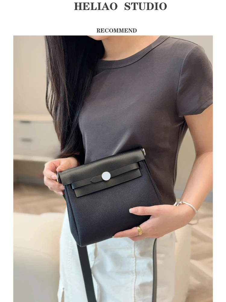 

Herbag Bag Canvas And Leather oulder Crossbody Bag Women's Faion 2025 New Sle Briti Sle Youth Daily Use