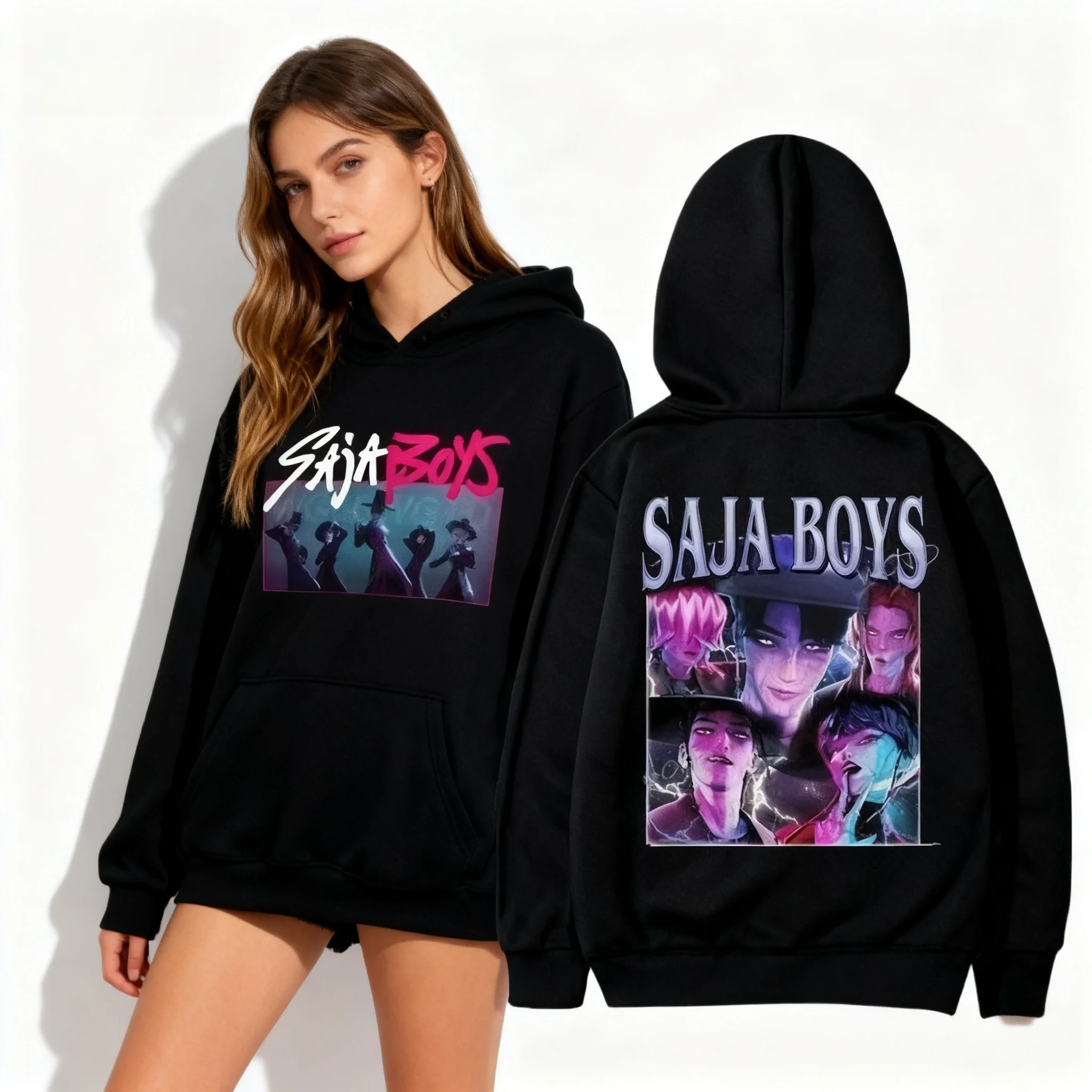 

25/26 осенне-зимняя толстовка большого размера с капюшоном и мотивом ведьмы, модный американский топ с 3D принтом в корейском стиле, женский топ больших размеров