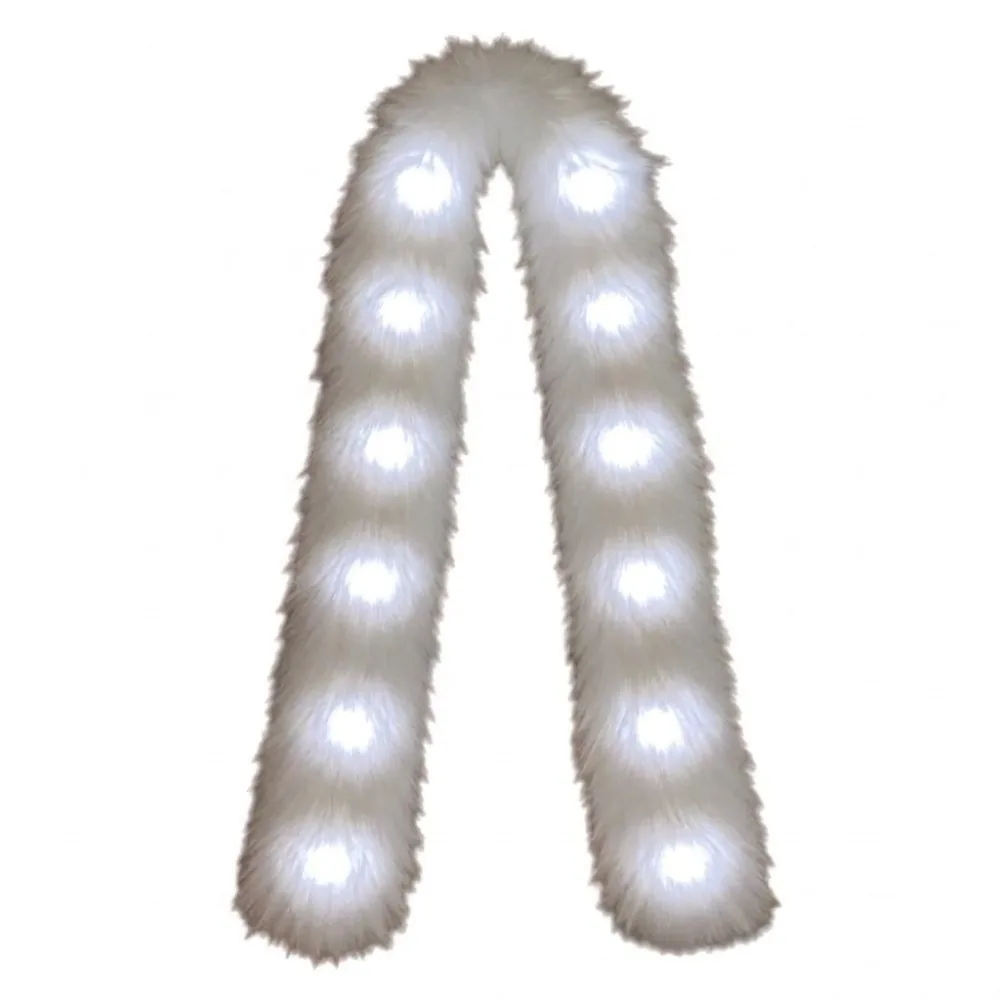 Shining White Plush LED Flash Scarf Light Up Fluffy Luminous Glowing Scarf Soft Warm Christmas Decoration Dance