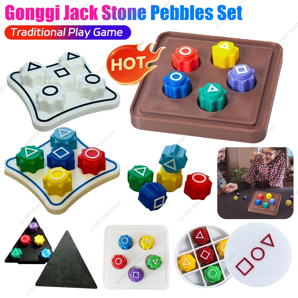 

Gonggi Jack Stone Pebbles Set Fun Stone Catching Game Hand Eye Coordination Training Toy for Board Game Party Game Gift for Fans