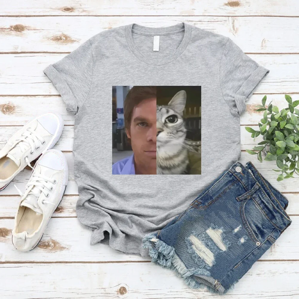 Dext Morgan Tee Funny Cat Meme Shirt Unisex T-Shirt Gift for Dexter Fans TV Show Fan Tee Funny Graphic T Shirts Women Clothing