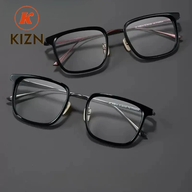 

Оправа для очков KIZN высшего качества: круглая, из ацетата, с титановыми дужками. Элитные оптические очки для мужчин и женщин, модный тренд.