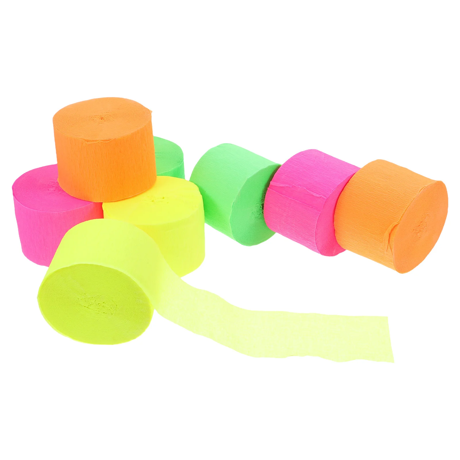 

8Pcs Glow Crepe Paper Rolls Vibrant Fluorescent Streamers for Celebration Decorations Crafts Backdrops Table Arrangements