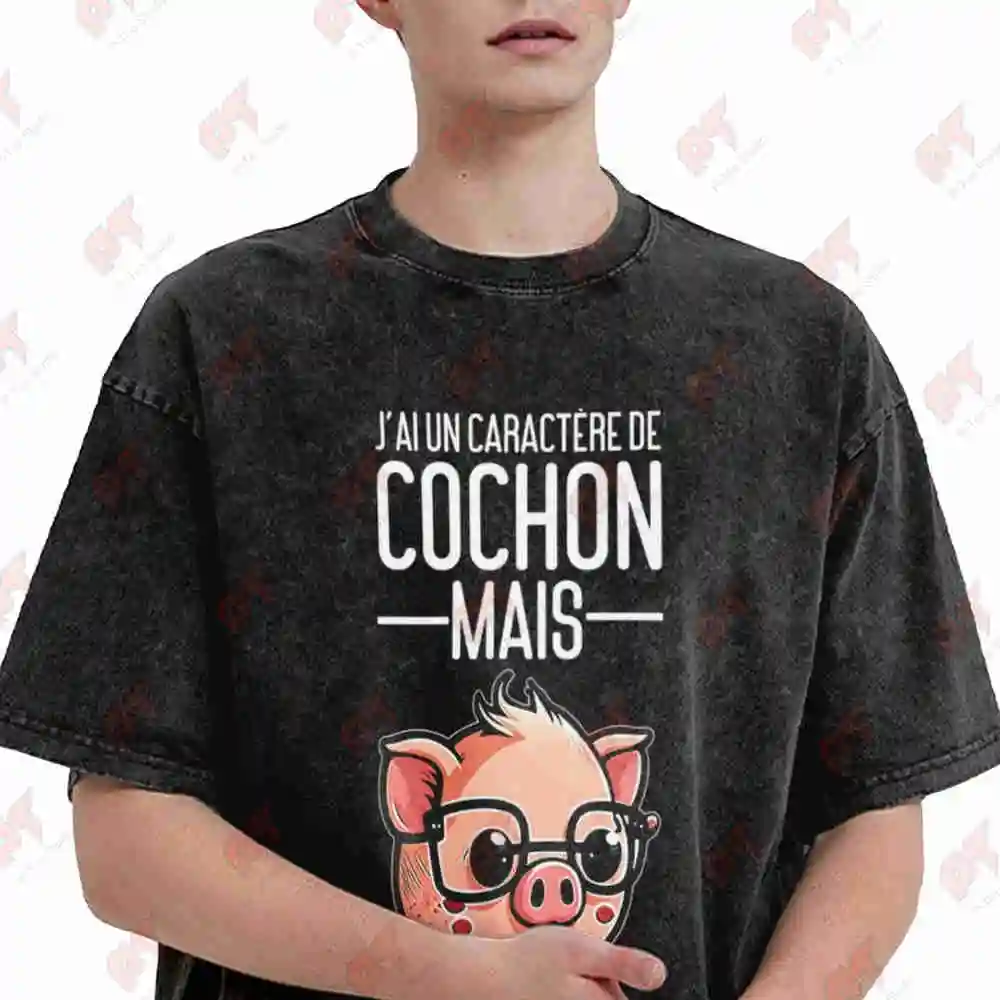 I Have A Pig Like Temper But Everyone Loves Me Vintage Washed Tee Pure Cotton T-Shirt