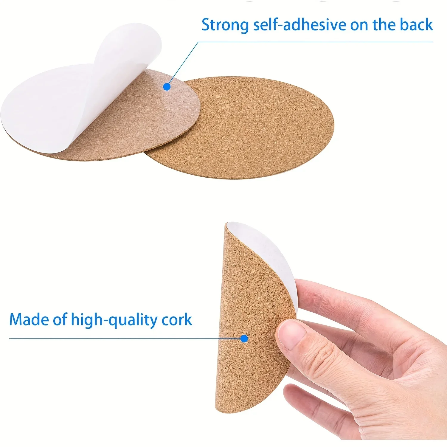 20–60 Stück selbstklebende Korkplatten für DIY-Untersetzer, runde Rückseite, Korkfliesen, Matte, Korkuntersetzer, Korkrücken für Wanddekoration, Kunsthandwerk – Detail 6