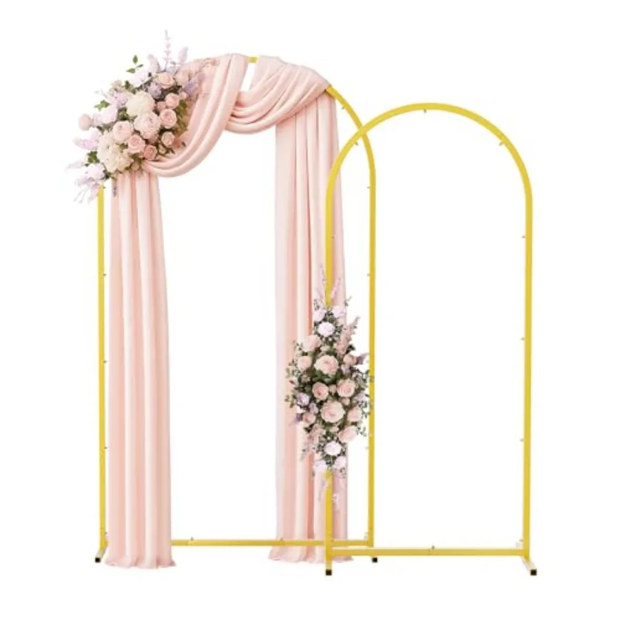 

Золотая металлическая свадебная арка, набор из 2 фонов с наземными гвоздями для мероприятий 6 футов, 7,2 фута, портативная сумка для переноски для рождения ребенка