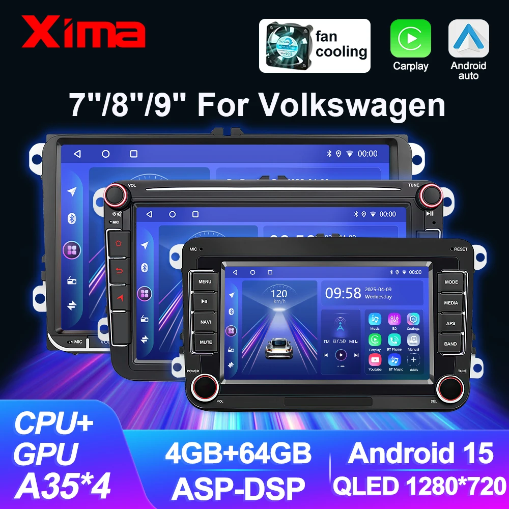 

LEHX 2Din Android 15 для VW Skoda Golf 5 6 Touran Passat B6 B7 Polo Автомобильный радиоприемник Carplay GPS Мультимедийный видеоплеер 2 din Стерео