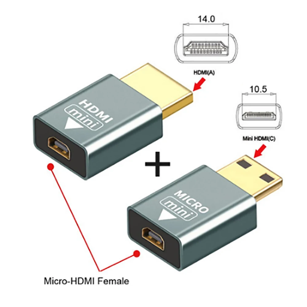 Micro HDMI-compatible Female to Mini Male Adapter HD Connector Converter 4K@60hz Adapter for Monitor Notebook Projector