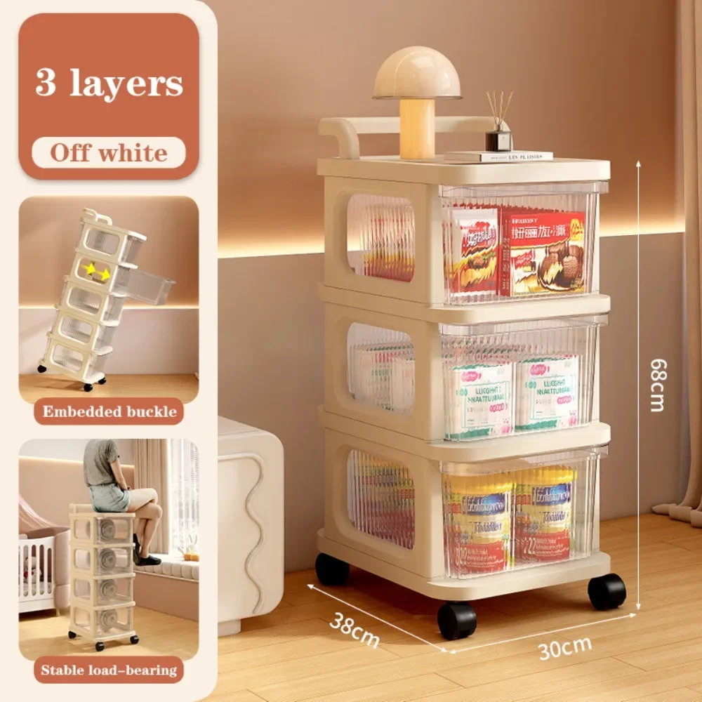 Drawer-Type Trolley Multi-Layer Acrylic Cabinet With Handle Snack Rack Trolley Kitchen Storage Miscellaneous Drawer Storage Rack