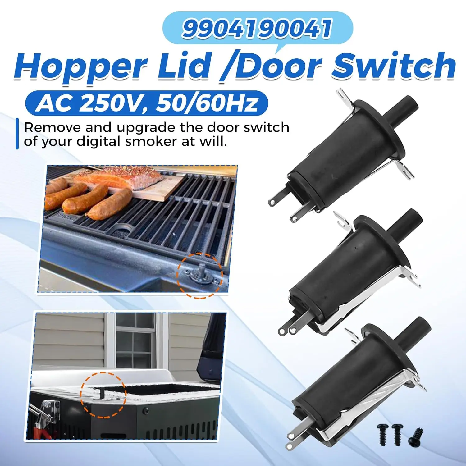 マスタービルト グラビティ シリーズ 560、800、1050 デジタル チャコール グリルおよびスモーカー用の交換用ファンと蓋/ドア スイッチ キット