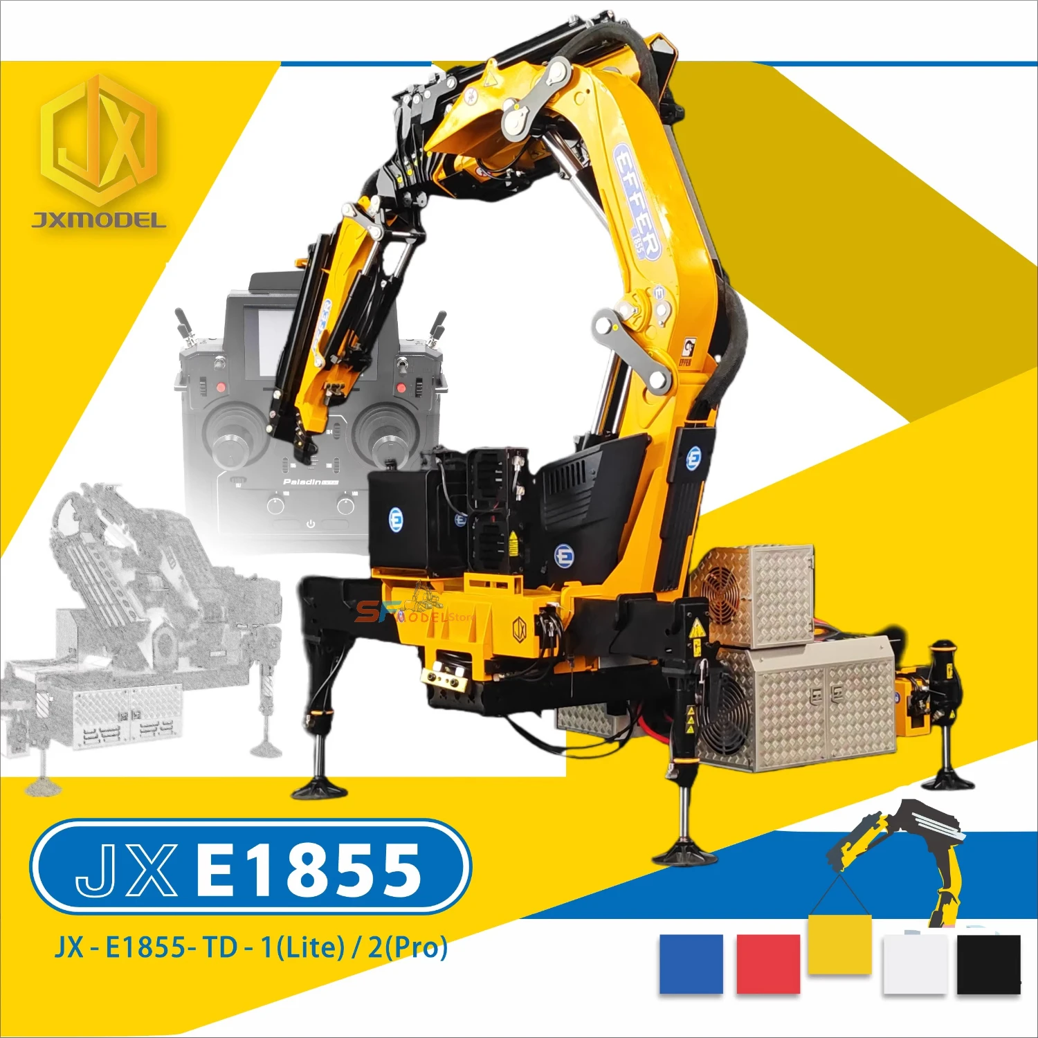 JX 1855 Crane Metal Model 1/14 Hydraulic RC Crane with 5055 Brushless Motor Oil Pump PL18 Remote Controller - RC Truck Model Toy