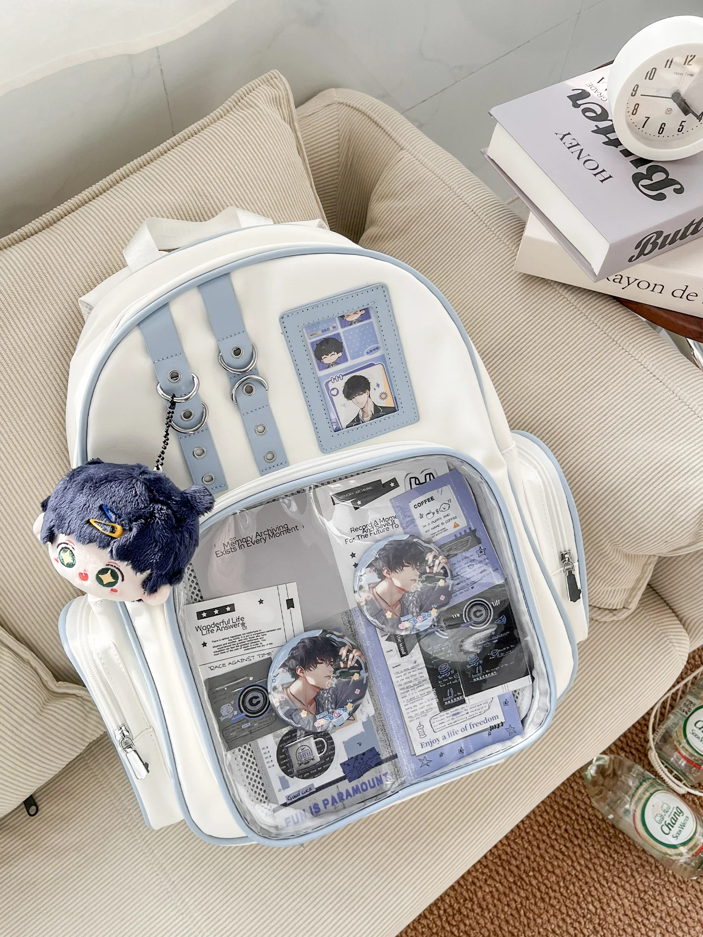 オリジナル透明ダブルショルダー二次元キャンパススクールバッグレディースバッグ