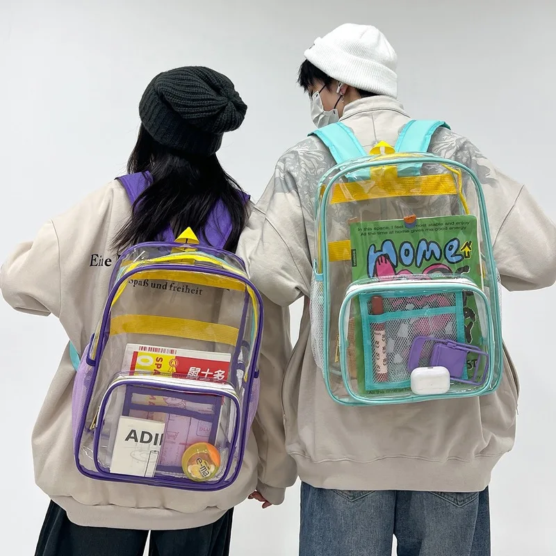  Dopane Contrast Transparent PVC Double oulder Bag Korean Trendy Clear Bapa ex Faionable Laptop Bag