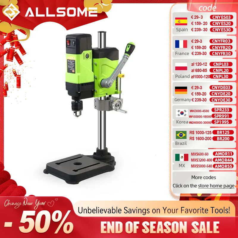 

ALLSOME 6-Speed 800W Benchtop Drill Press Drilling Machine BG-5167