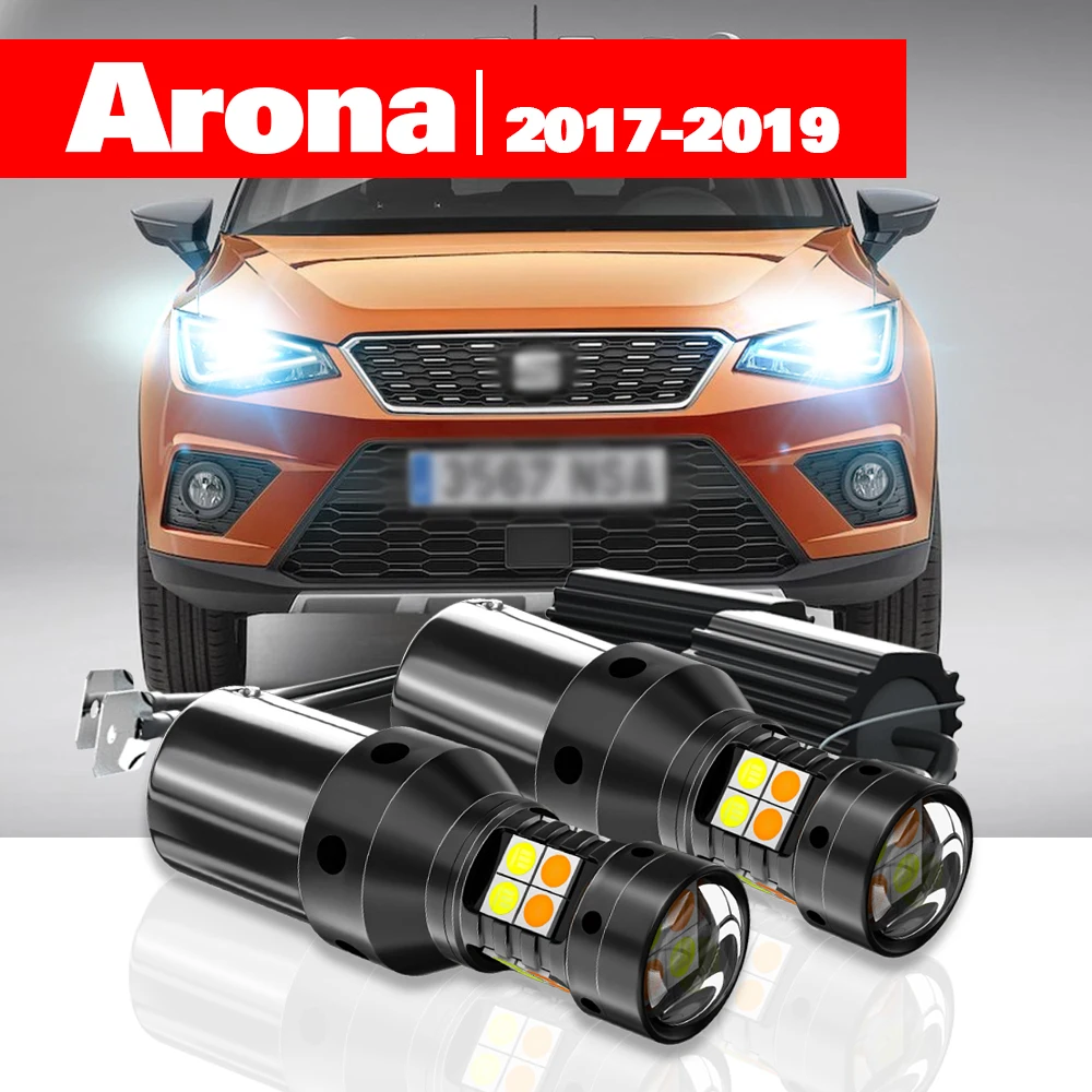 

For Seat Arona 2pcs LED Dual Mode Turn Signal+Daytime Running Light DRL 2017 2018 2019 Accessories