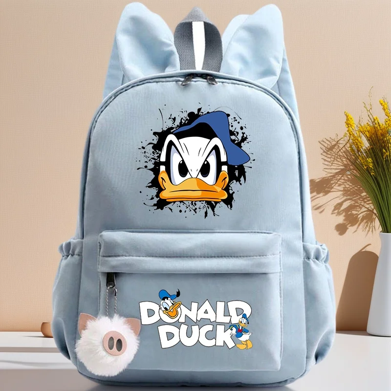

Donald Duck Backpack for Girls Boys Teenager Children Rucksack Casual School Bags Travel Rabbit Ears Backpacks Mochila Gifts