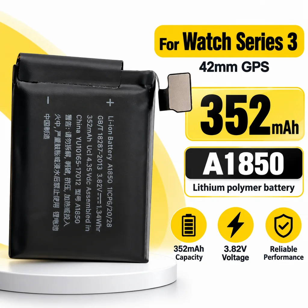 352mAh A1850 Replacement Battery for Apple Watch Series 3 42mm GPS, Rechargeable Watch Battery for Compatible Apple Watch Models