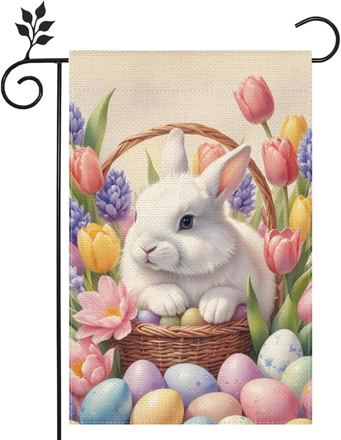 Welcome Easter Cute Bunny Eggs Garden Flag 12x18 inches Double-sided Burlap Outdoor Home Garden Lawn Farm Seasonal Spring Su PPZ