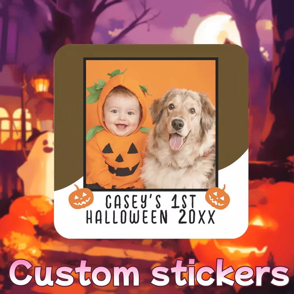 

Halloween Exclusive Commemorative Stickers | Customizable Photos and Text, Pumpkin Elements, Gift/Envelope Decorative Stickers
