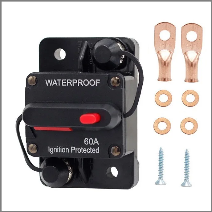 Car Manual Recovery 30-300A Power Switch Fuse Audio Circuit Breaker with Terminal Pad Protector