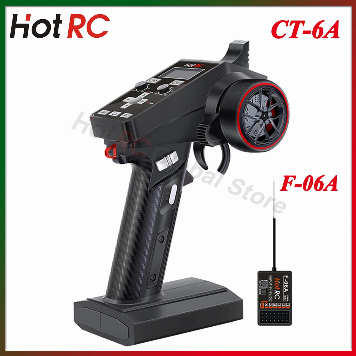 

HotRC CT-6A 2.4GHz 6CH 6 Channel One-handed Control Radio Transmitter F-06A F06A PWM Receiver for RC Car Boat Drone Tank Part