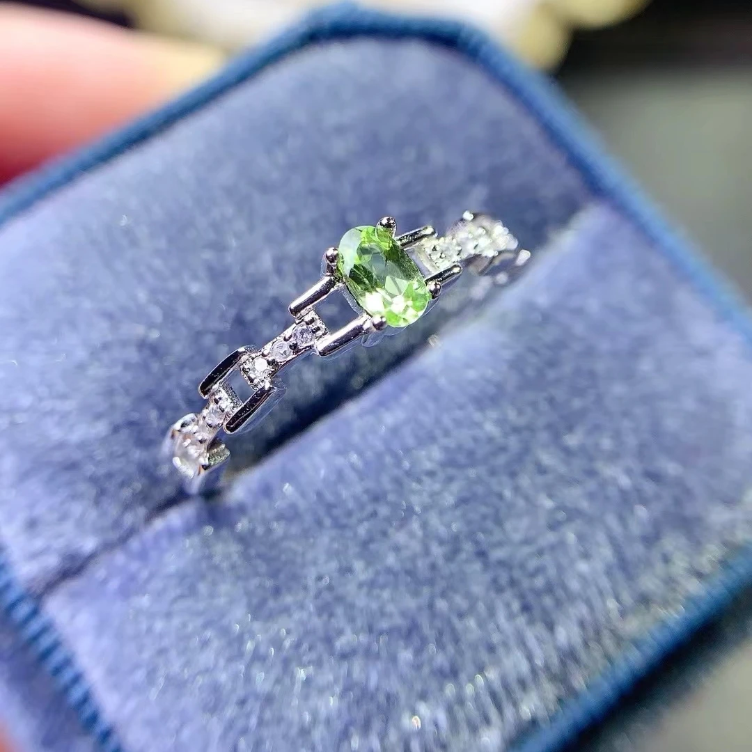 

KJJEAXCMY High quality Simple Natural Peridot Ring S925 Silver Inlaid Elegant Simple Palace High-End Design Women's Jewelry