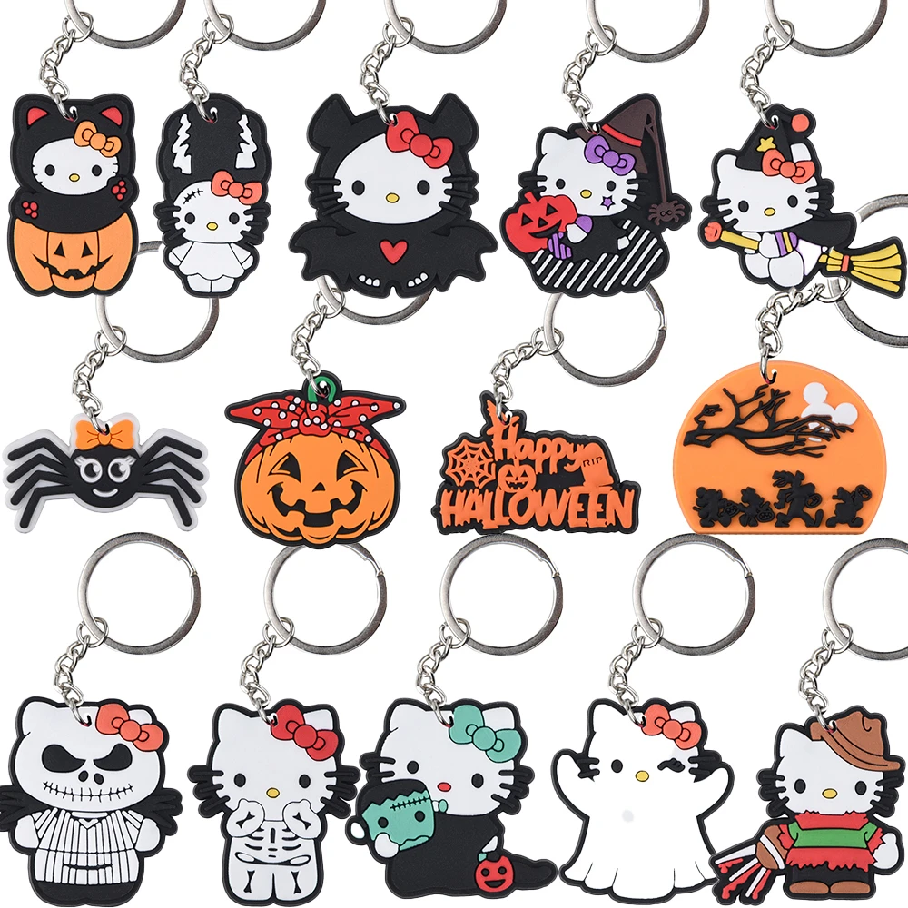 

Halloween Cartoon Cats Keychains Pumpkin Spider Keyrings Horror Movie Key Chains Ghost Black Magic Key Rings Kids Gifts