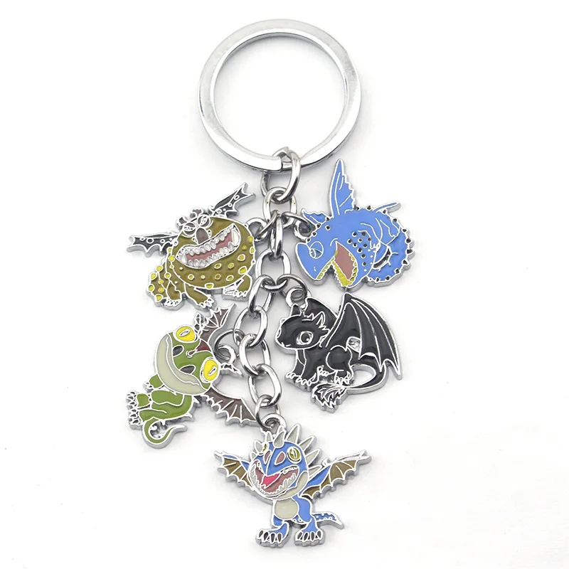 Anime Keychain How to Train Your Dragon Black Dinosaur Metal Alloy Bag Keyring Kids Friends Accessories Gifts