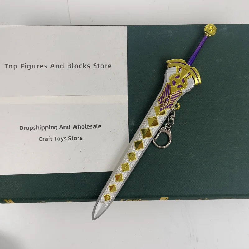 Anime Fate - Espada Excalibur, 22cm/8,66 polegadas, Não Afiada, Metal de Liga de Zinco, Acompanha Bainha, Modelo Colecionável com Tema de Anime e Jogo