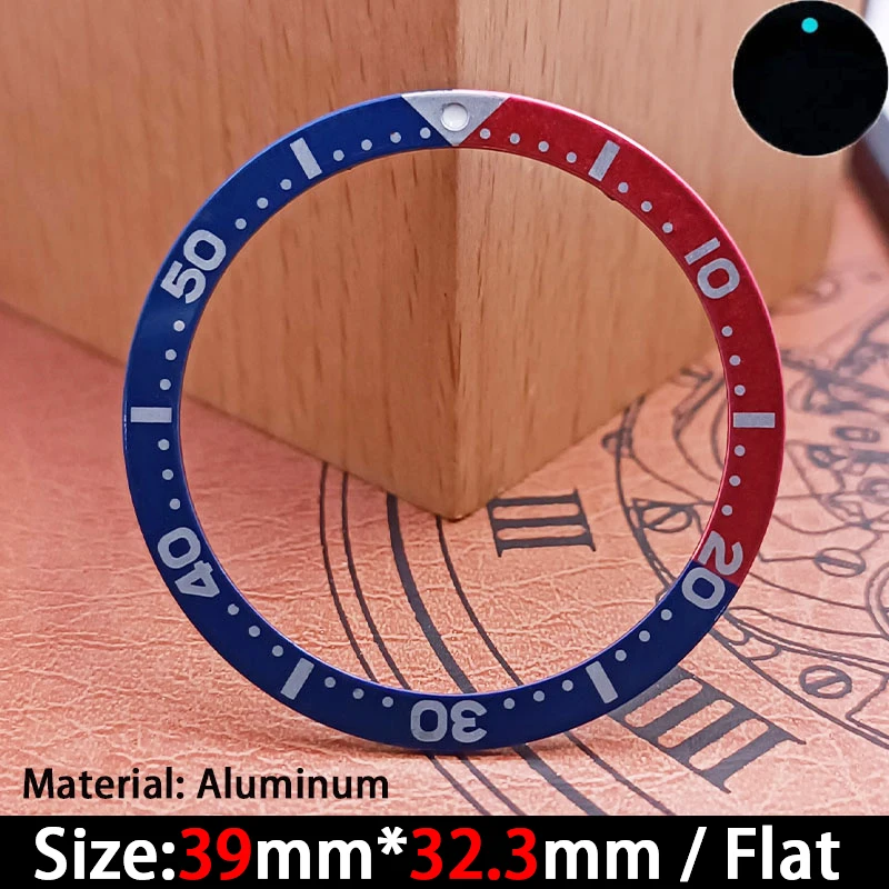 Accesorio de bisel de reloj de 39*32,3 mm: el bisel plano de aluminio es adecuado para reemplazar y reparar bisel de 39 mm.