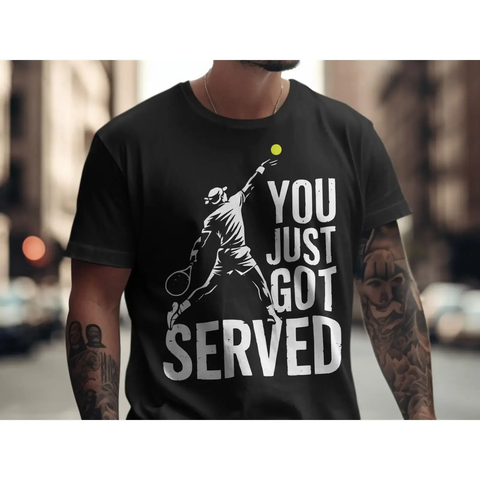 Motivation Tennis PNG "Vous venez de recevoir un service" Citation drôle Joueur vintage Lavé homme Haut pour usage quotidien streetwear