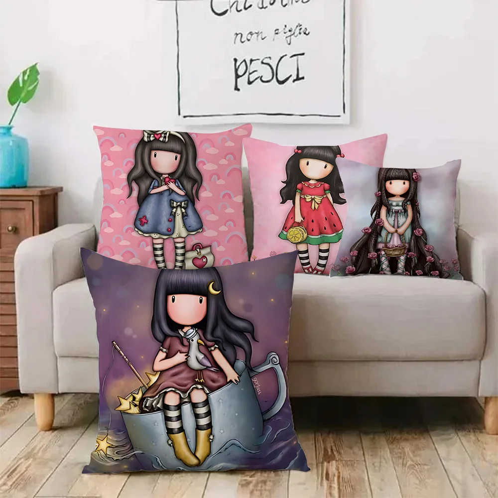 Cute Cartoon Santoro Gorjuss Pillow Covers Cartoon Sofa Decorative Home Double-sided Printing Short Plush Cute Cushion Cover