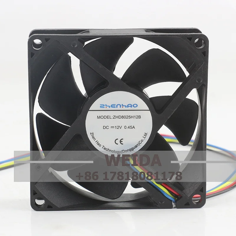 

Original Zhenhao 24V 48V DC 12V 0.45A AC EC 8025 80X800X25MM 8CM Frequency Converter Chassis Four-wire ZHD8025H12B Cooling Fan