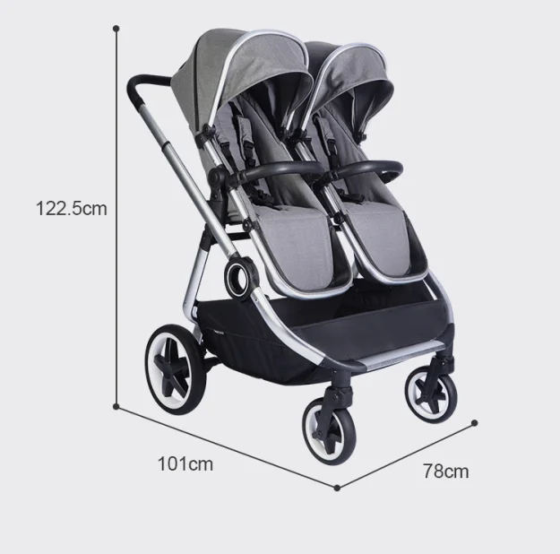 Wholesale Cheap Price All Wheel Suspension Black Navy Grey Multifunctional Kinderwagen Zwilling